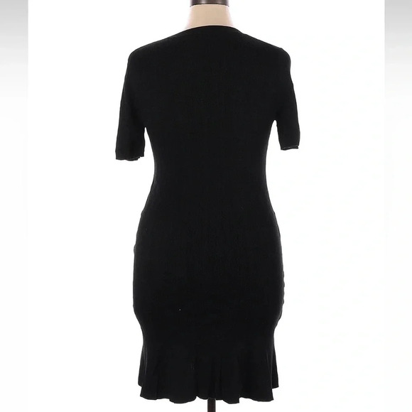 J. Crew Black Ribbed Knit Flare Midi Dress Stretchy Career Party Chic Size XL - Picture 2 of 3